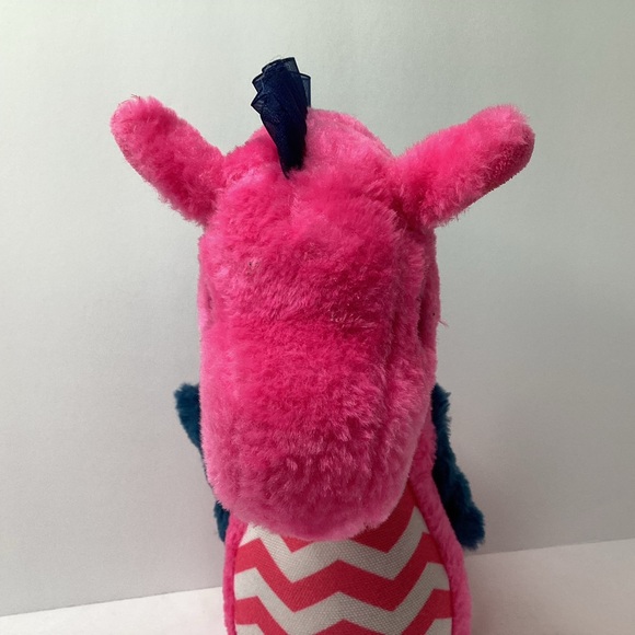 The Preppy Pelican Seahorse Plush Stuffed Animal Toy Pink Navy Chevron 11” 2019 - Picture 3 of 11